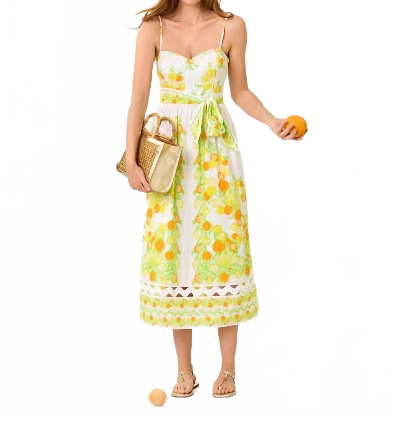 New Lilly Pulitzer Katina Midi Dress In Resort White/Zesty